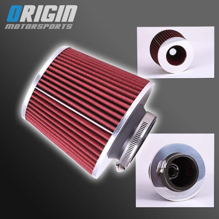 3" inch inlet high flow dry cone air short ram intake turbo filter washable -red