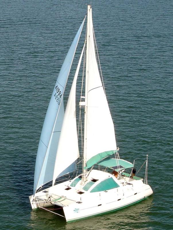 Jib by north sails 8.4 oz dacron luff #6=42' leach=34.5' foot=18' blue bag. good