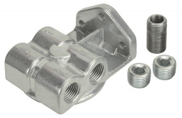 Single oil filter mount side ports with 3/4"-16 filter threads: 25709