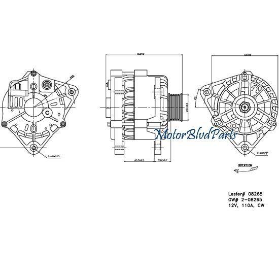 01-06 ford ranger 01-08 mazda b2300 2.3l 110a tyc replacement alternator 2-08265