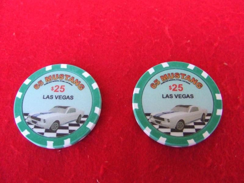 Nos las vegas poker chips with 1965 mustang showing on chip.  bidding on two (2)