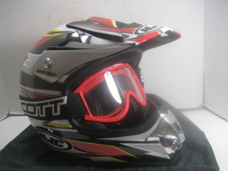 Excellent hjc cs-x2 motorcycle mx helmet size xxl with scott goggles very clean