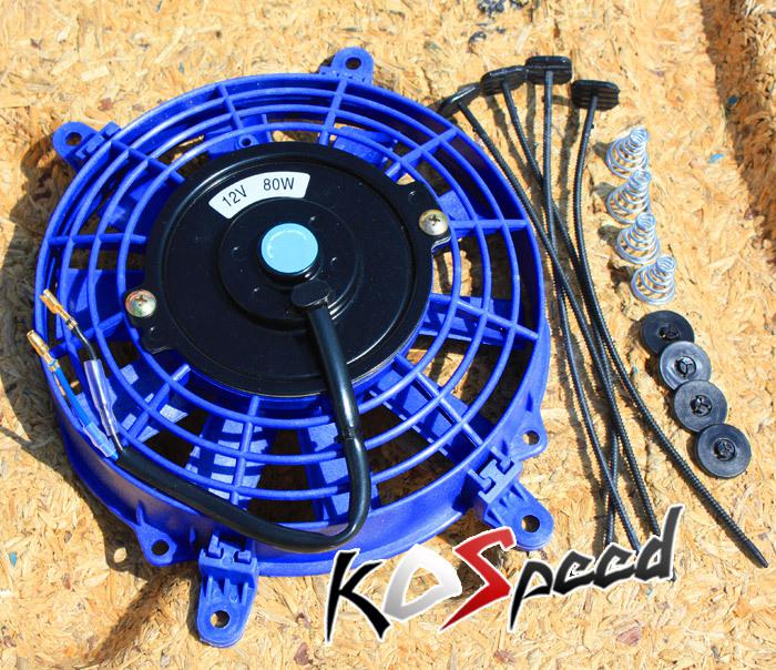 Universal blue 7" 12v electric radiator/engine cooling fan+mounting zip tie kit