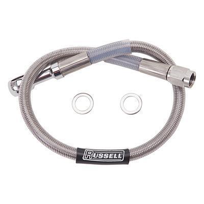 (2) russell brake line universal braided stainless 20" 10mm banjo -3 an female