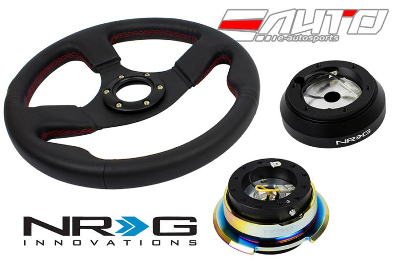 Nrg 320mm 1.5" d race leather steering wheel rd st 160h hub 2.8 bkmc neo release