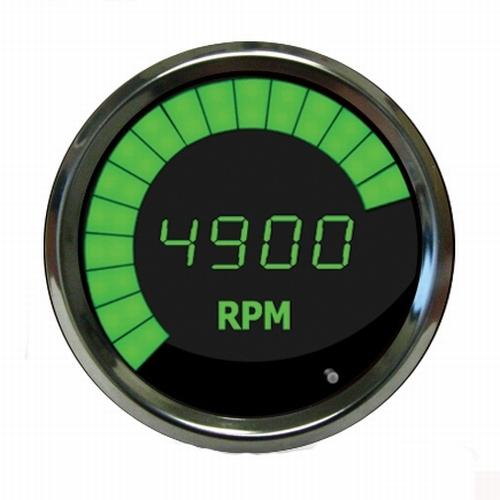 Digital tachometer with led sweep green / chrome bezel intellitronix ms9001g usa