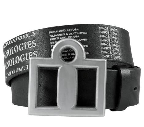 Icon motorcycle primary belt black leather with logo belt buckle m medium 32 -36