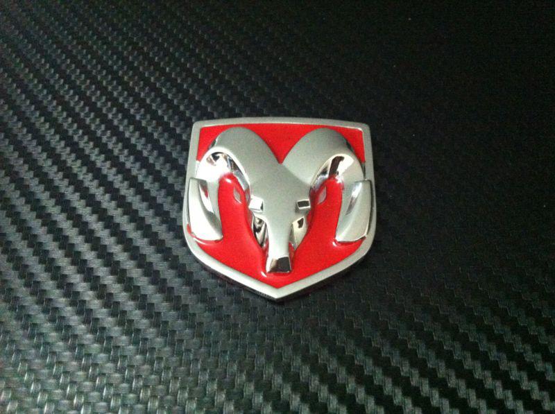 Dodge head silver red emblem car metal badge