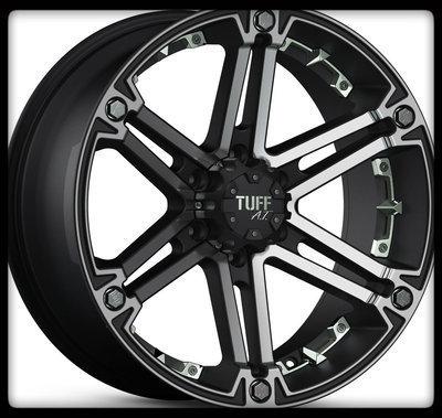15" x 8" tuff t01 black rims & 33x12.50x15 bfgoodrich ta km2 m/t wheels tires