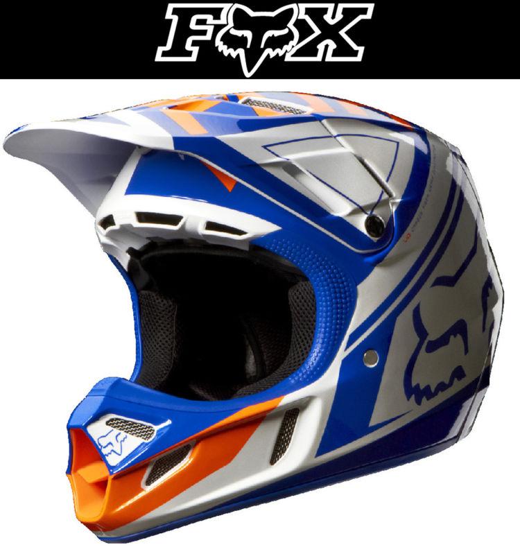 Fox racing v4 intake carbon blue white dirt bike helmet motocross mx atv 2014