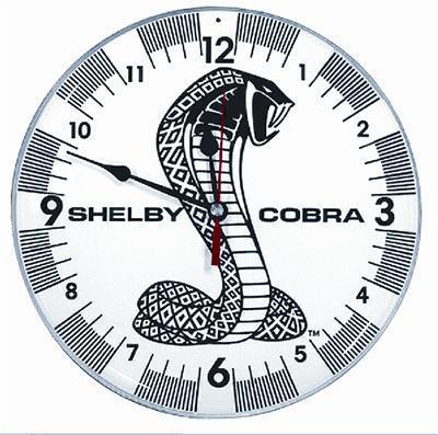 Ghh wall clock white/black plastic aa battery shelby cobra logo 14.00" diameter