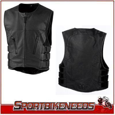 Icon regulator stripped black  leather vest l/xl