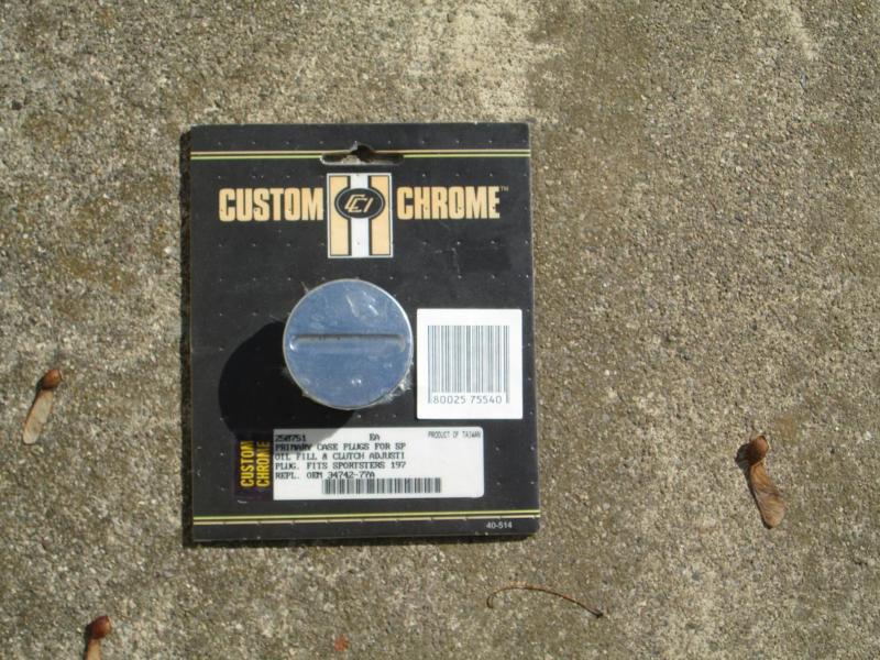 Custom chrome primary case plug, primary oil plug 77-85 harley sportster