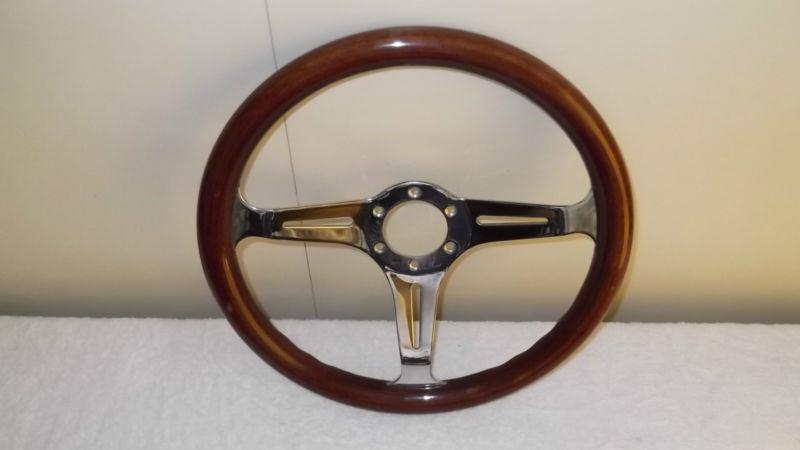 Wood chrome steering wheel