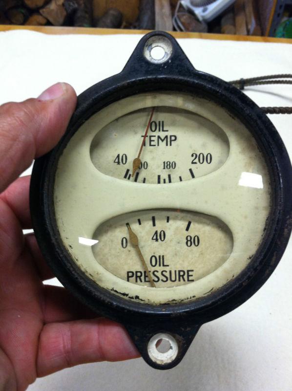 Vintage oil temp/pressure gauge piper j3 cub 