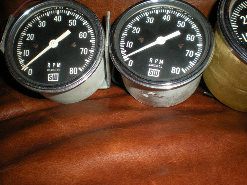 Lot of two stewart warner 8000 rpm tachometers ! n.o.s. wow !!