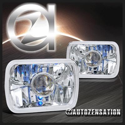 7x6 crystal chrome clear square projector drl headlights+h4 bulbs