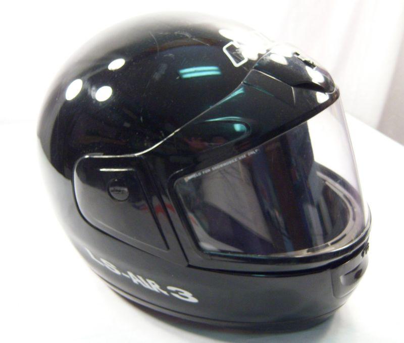 Hjc ls-air 3  black motorcycle/snowmobile full face helmet with shield euc!! 