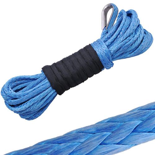 50&#039; x 1/4&#034; 5250 lb synthetic winch rope for recovery winch replacement atv suv