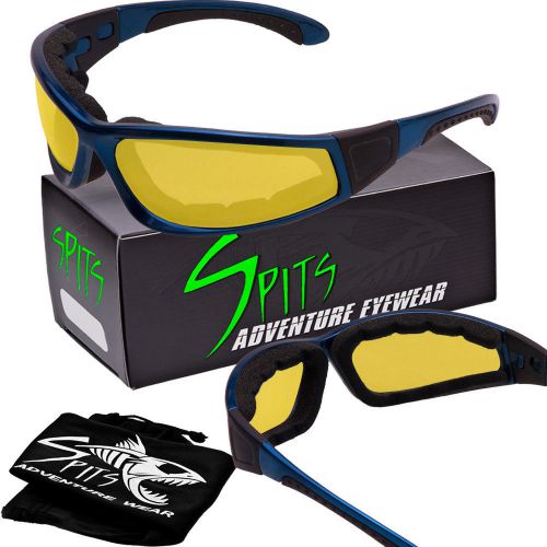 Spits headwind foam padded safety glasses - blue frame - yellow lenses