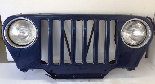97-06 jeep wrangler tj grille oem complete assembly headlight buckets blue