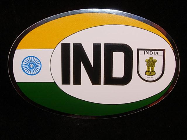 Ind india indie sticker decal bumper/window car oval country flag code !