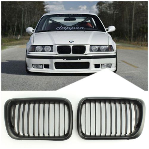 Pair front kidney style black grille grill for bmw e36 3 series m3 1997-1999 4d