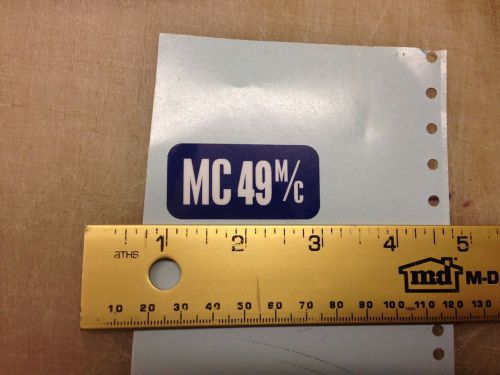 Mcculloch kart shroud decal mc49 m/c on blue mc49m/c