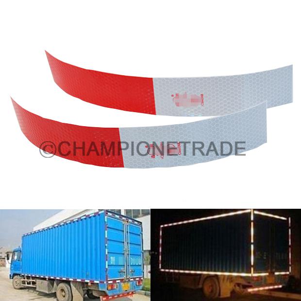 40pcs red&white car truck warning safety reflective strip sticker 300x46mm decor