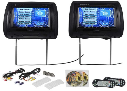 Rockville rtsvd961-bk 9” black touchscreen dual dvd/hdmi car headrest monitors