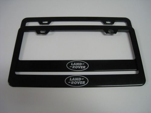 (2) black coated metal license plate frame - land rover &#034;logo&#034;