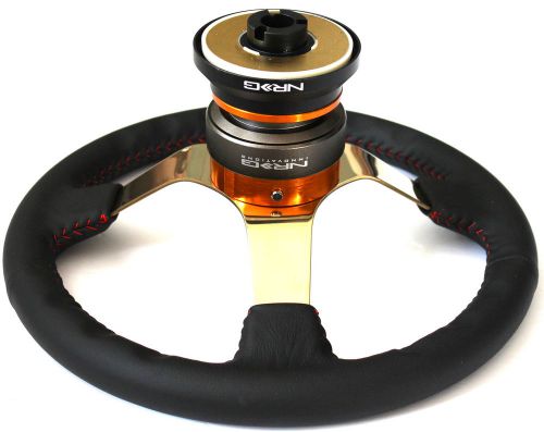 Nrg short hub quick release steering wheel rg gold subaru 02-07 impreza wrx