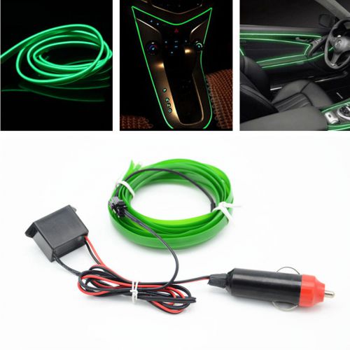 Car 12v 2m green cold light lamp neon lamp el wire atmosphere fluorescent strips