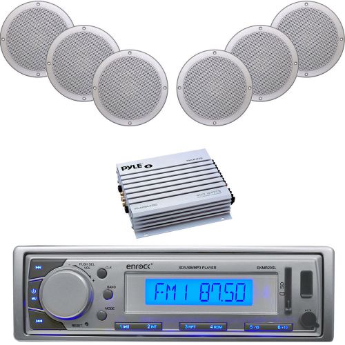 400w marine amplifier, 6.5 &#034; marine speakers, ekmr20sl usb sd aux am fm receiver