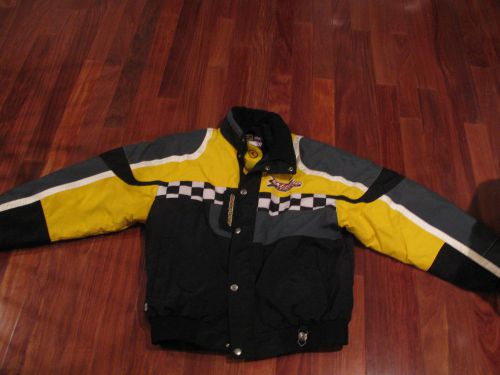 Ski doo team racing bombardier black &amp; yellow snowmobile jacket coat sz xlarge