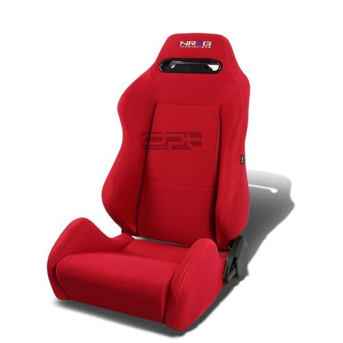Nrg type-r red reclinable sports racing seats+universal slider driver left side