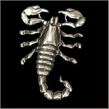 Scorpion polished pin 2 1/8  inch  biker pin