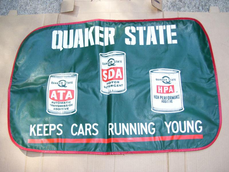 Vintage 50s 60s quaker state motor oil fender cover rat rod auto old car sign