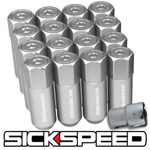 16 polished aluminum extended 60mm locking lug nuts for wheels/rims 1/2x20 l30