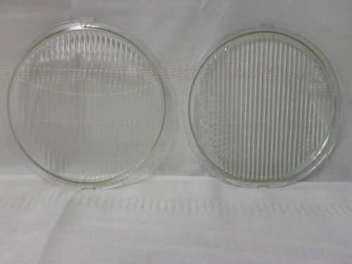 Vintage pair of 1930&#039;s? round glass flat headlight lenses fd-a 8 15/32 x 7 7/8