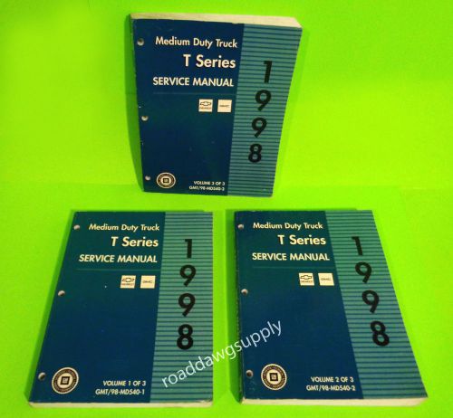 1998 chevy gmc t series bbc steel tilt truck service shop repair manual book set