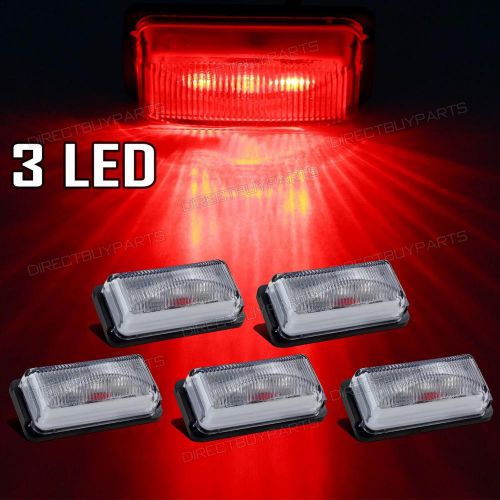 2.5&#034; red clear mini clearance marker 3 led trailer truck /camper light 5pcs