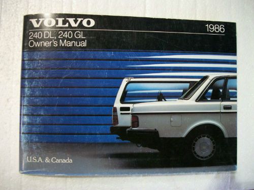 1986 volvo 240 gl dl owner&#039;s manual. good cond. clear no owner info.