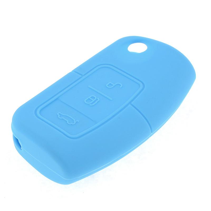 Car blue silicone mini remote key holder cover for ford