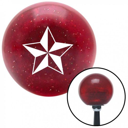 White 5 point star red metal flake shift knob with 16mm x 1.5 insertshift