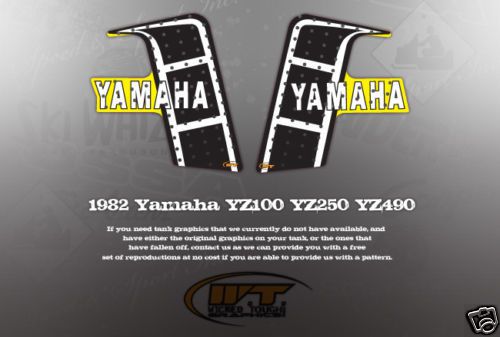 Vintage 1982 yamaha yz100 yz250 yz465 yz490 tank graphics