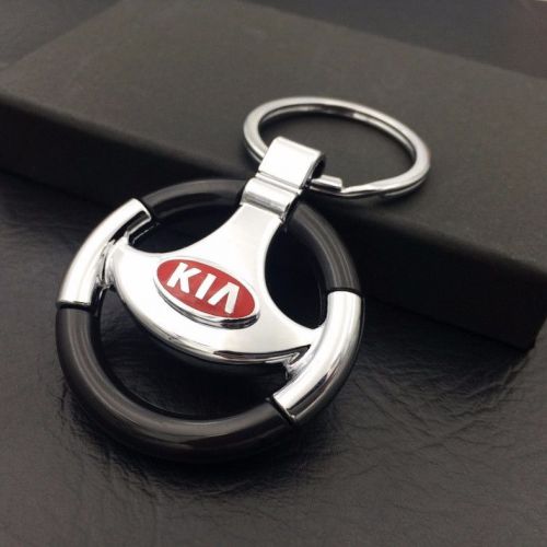 Car logo metal steering wheel key chain key ring keychain for kia. free shipping