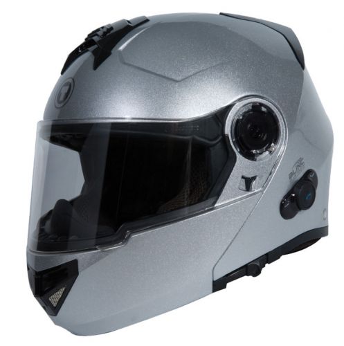Torc t27b bluetooth silver modular dual shield motorcycle helmet (xs-xxl)
