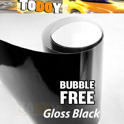 Gloss black glossy vinyl car wrap sticker decal bubble free air release film