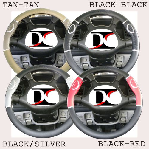 Type r pu leather   steering wheel cover two tone with chrome accent your choice